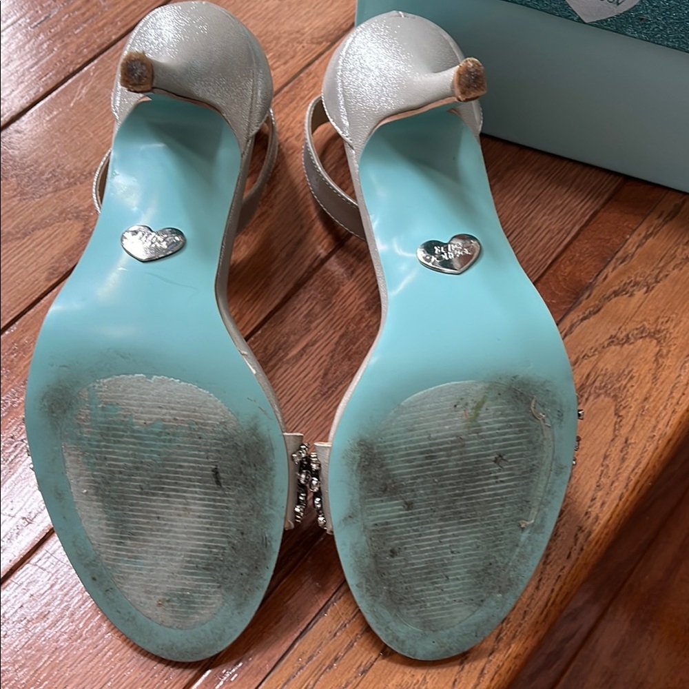 Betsey Johnson Silver Heels with Crystal Embellishments - Picture 6 of 11